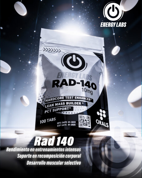 Testolone (RAD-140) 10mg 100 tabletas Energy Labs - envase metálico negro