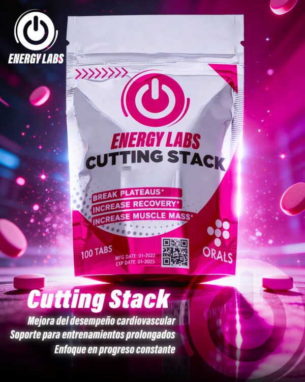 Cutting Stack Energy Labs - ciclo de definición con Ostarine y Cardarine en envase blanco y rosa