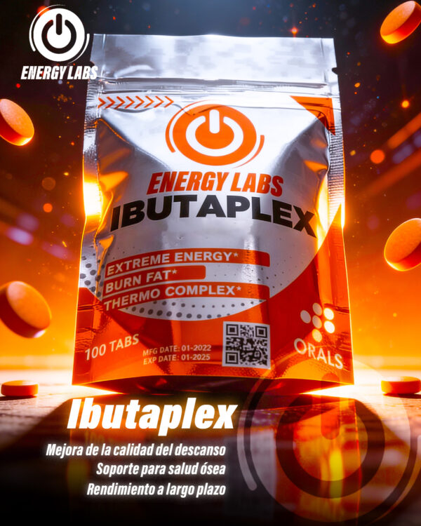 Ibutaplex (MK-677) 10mg 100 tabletas Energy Labs - envase plateado y naranja