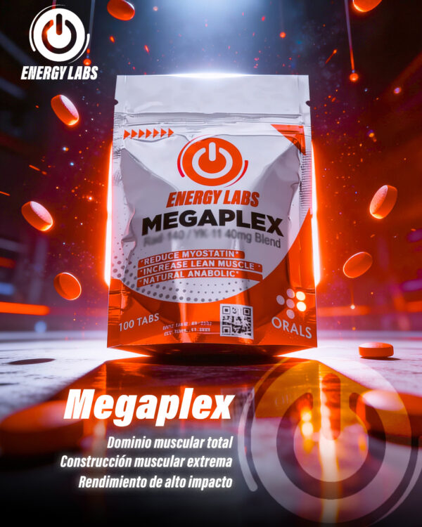 Megaplex - Ciclo de Volumen Energy Labs con RAD-140 y YK-11 en envase metálico naranja